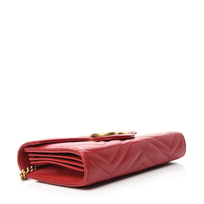 Gucci Calfskin Matelasse GG Marmont Chain Wallet Hibiscus Red 4 of 10