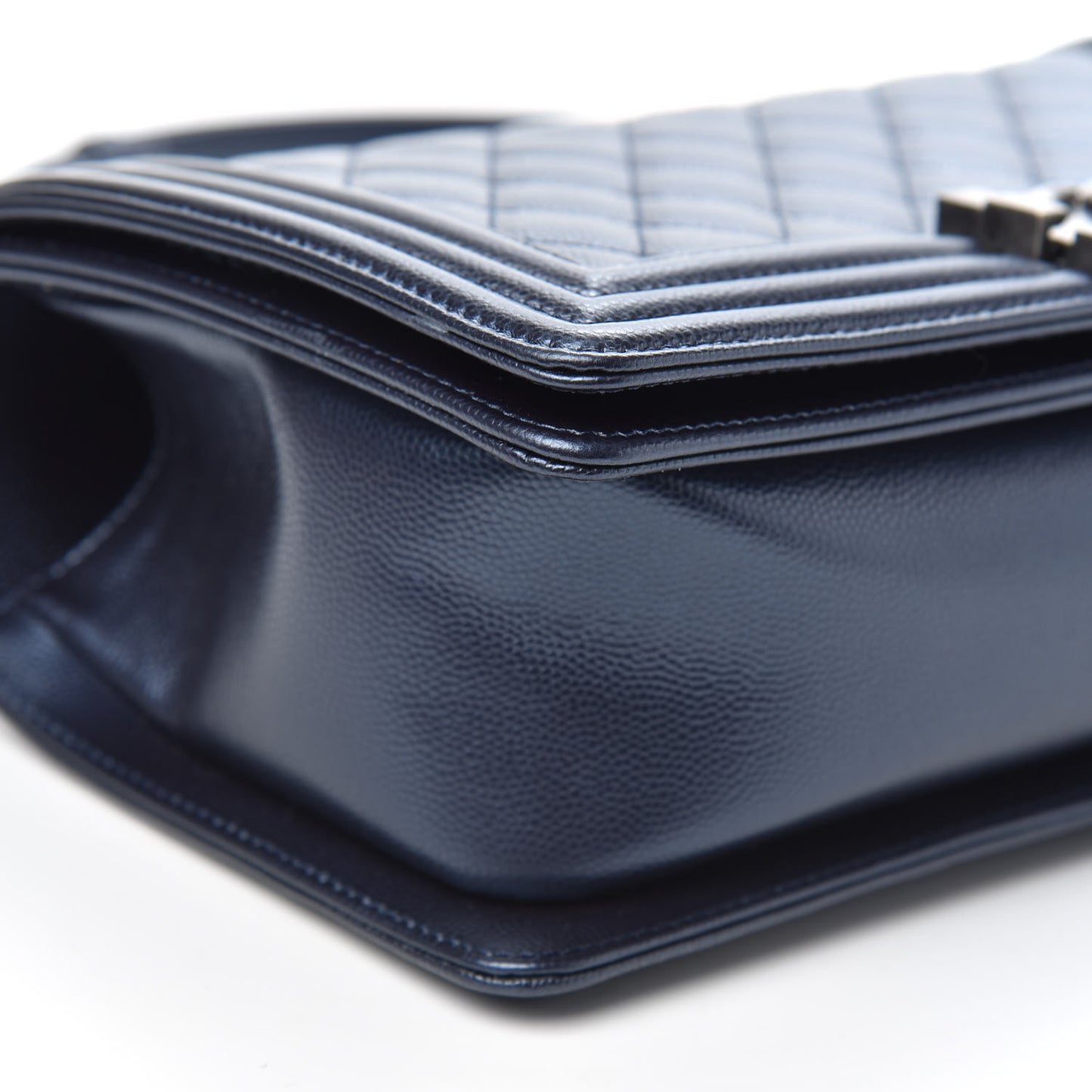 Metallic Caviar Quilted Medium Boy Flap Navy