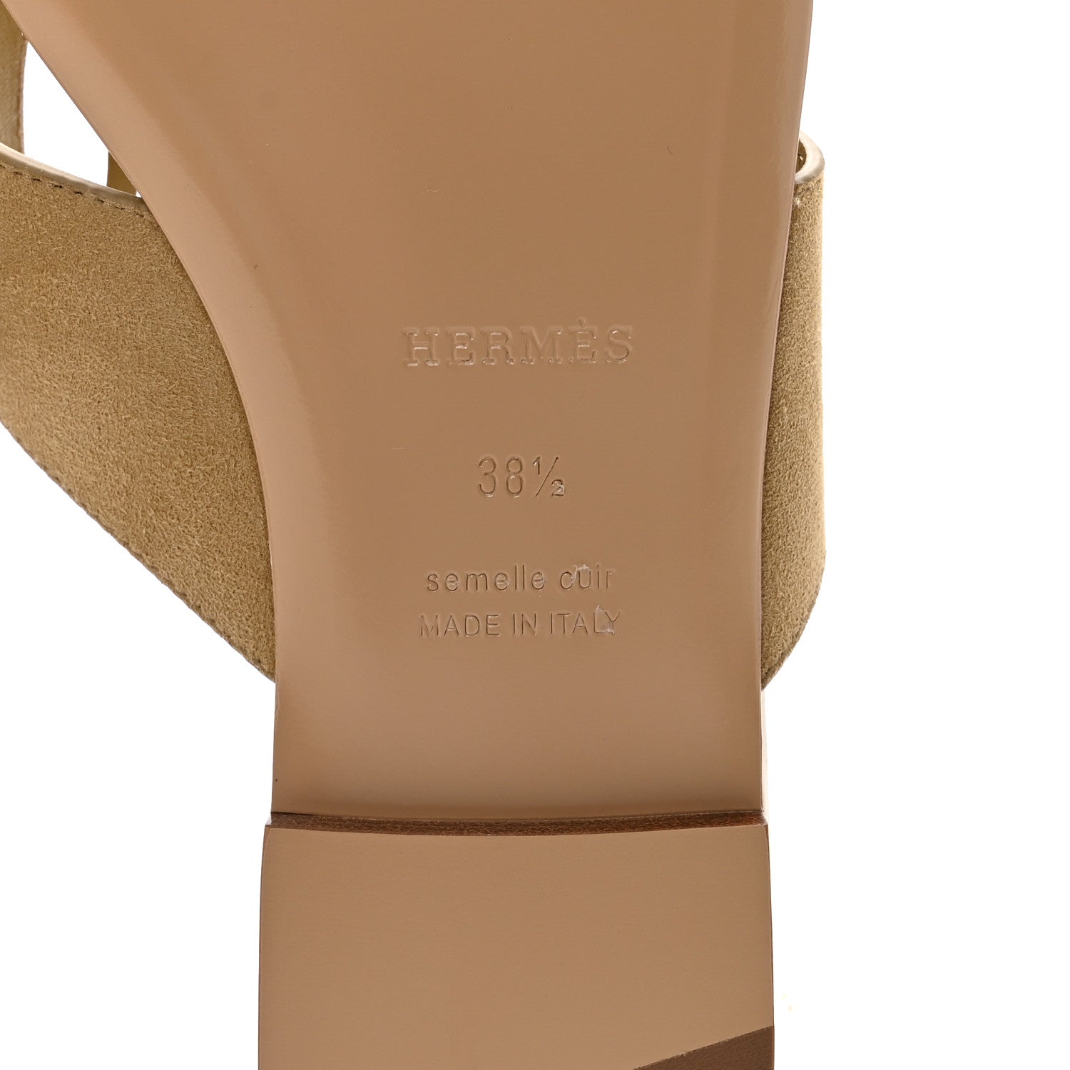 Hermes Suede Goatskin Womens Mage Sandals 38.5 Beige Albatre 7 of 9