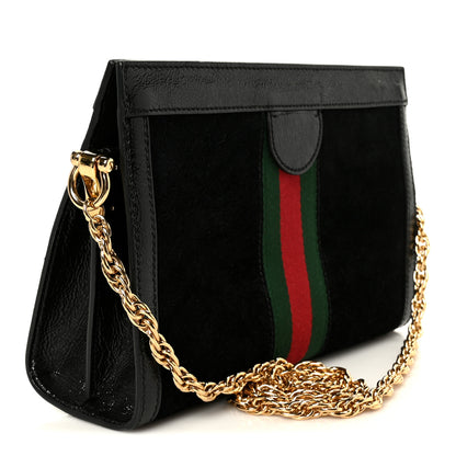 Gucci Suede Patent Web Small Ophidia Chain Shoulder Bag Black 3 of 12