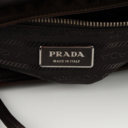 Prada Tessuto Nylon Calfskin Studded Shoulder Bag Bruciato 6 of 7