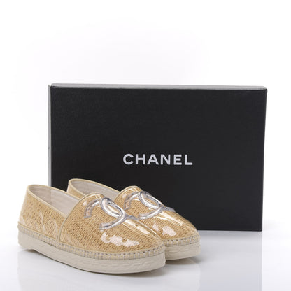 Chanel PVC Raffia CC Espadrilles 35 Beige 9 of 9