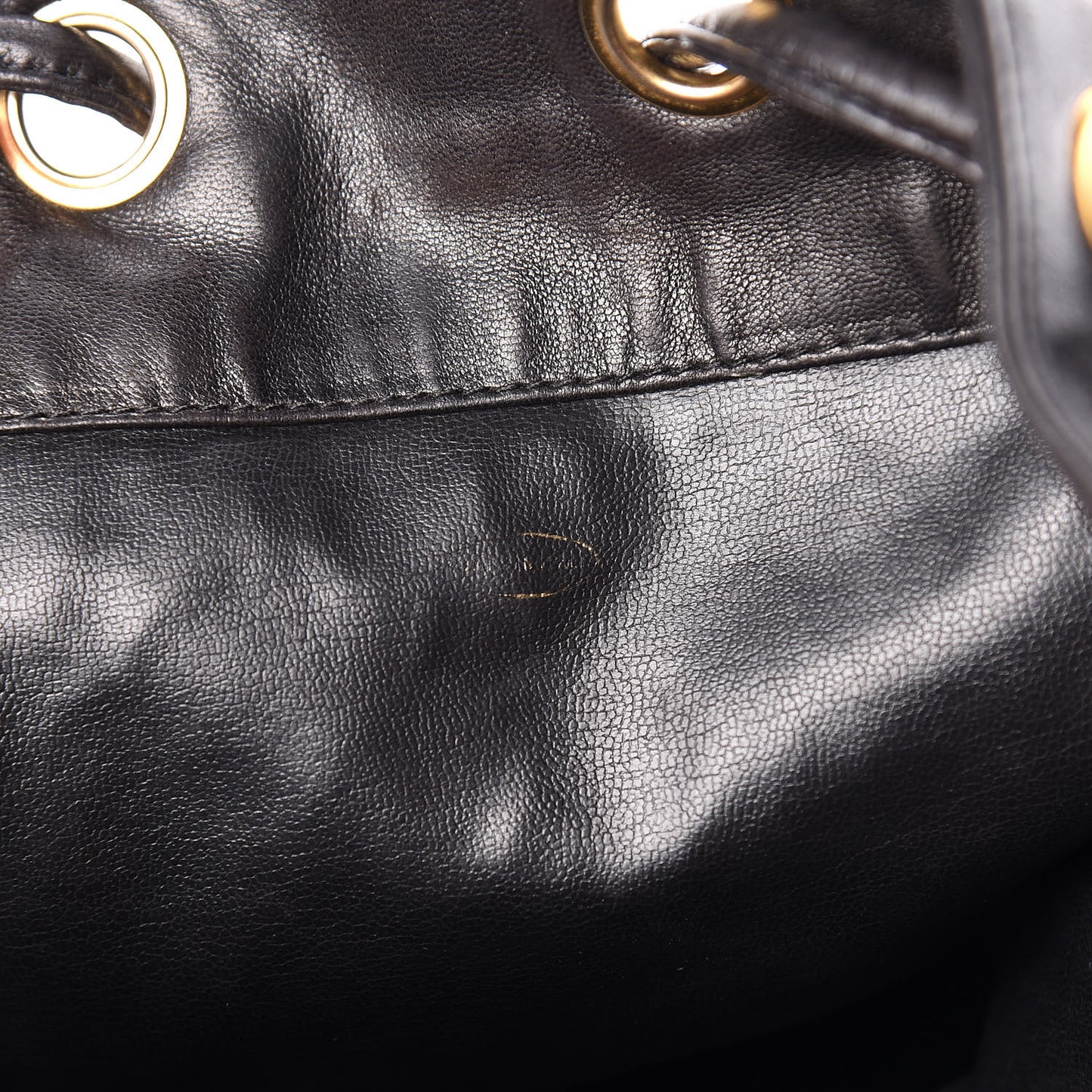 Lambskin CC Drawstring Shoulder Bag Black