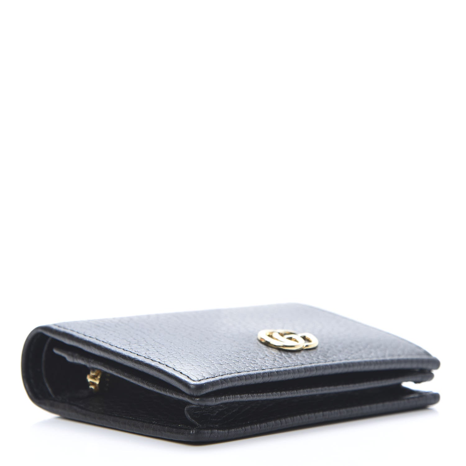 Gucci Pebbled Calfskin GG Marmont Card Case Black 4 of 7