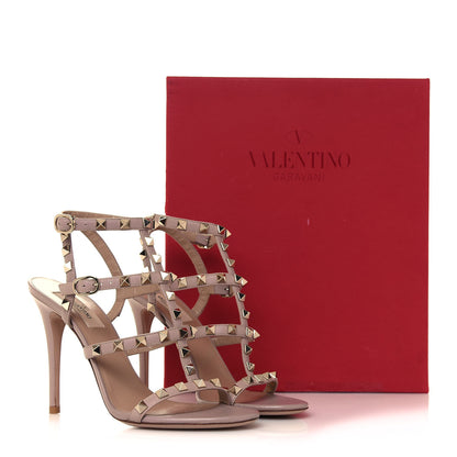 Valentino Garavani Calfskin Nappa Rockstud Gladiator 105mm Sandals 37 Poudre 9 of 9