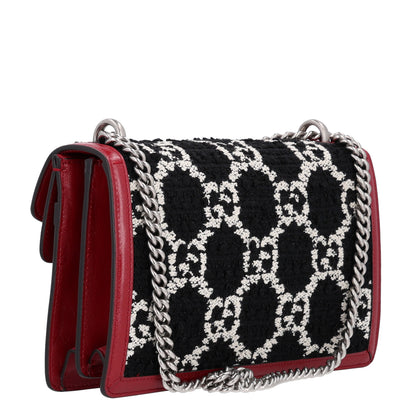 Gucci Tweed GG Monogram Small Dionysus Shoulder Bag Black White Romantic Cherry 3 of 10