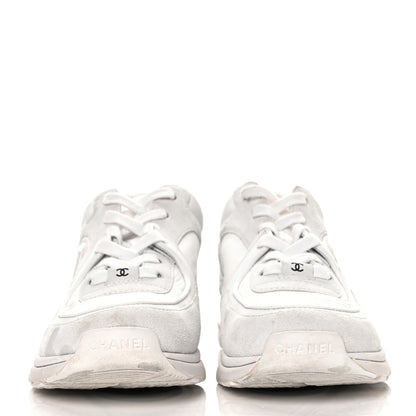 Chanel Suede Calfskin Fabric CC Sneakers 40 White 6 of 40