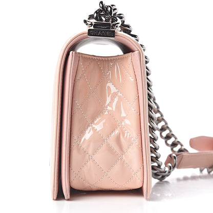 Chanel Patent Chevron Quilted Medium Boy Flap Light Pink 23 of 24