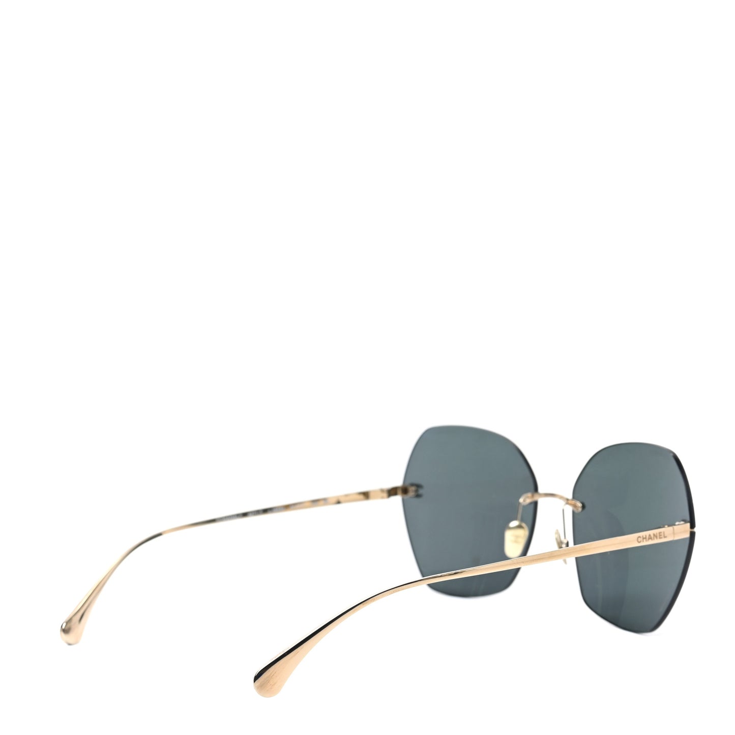 Titanium Rimless Square Sunglasses 4271-T Gold Black