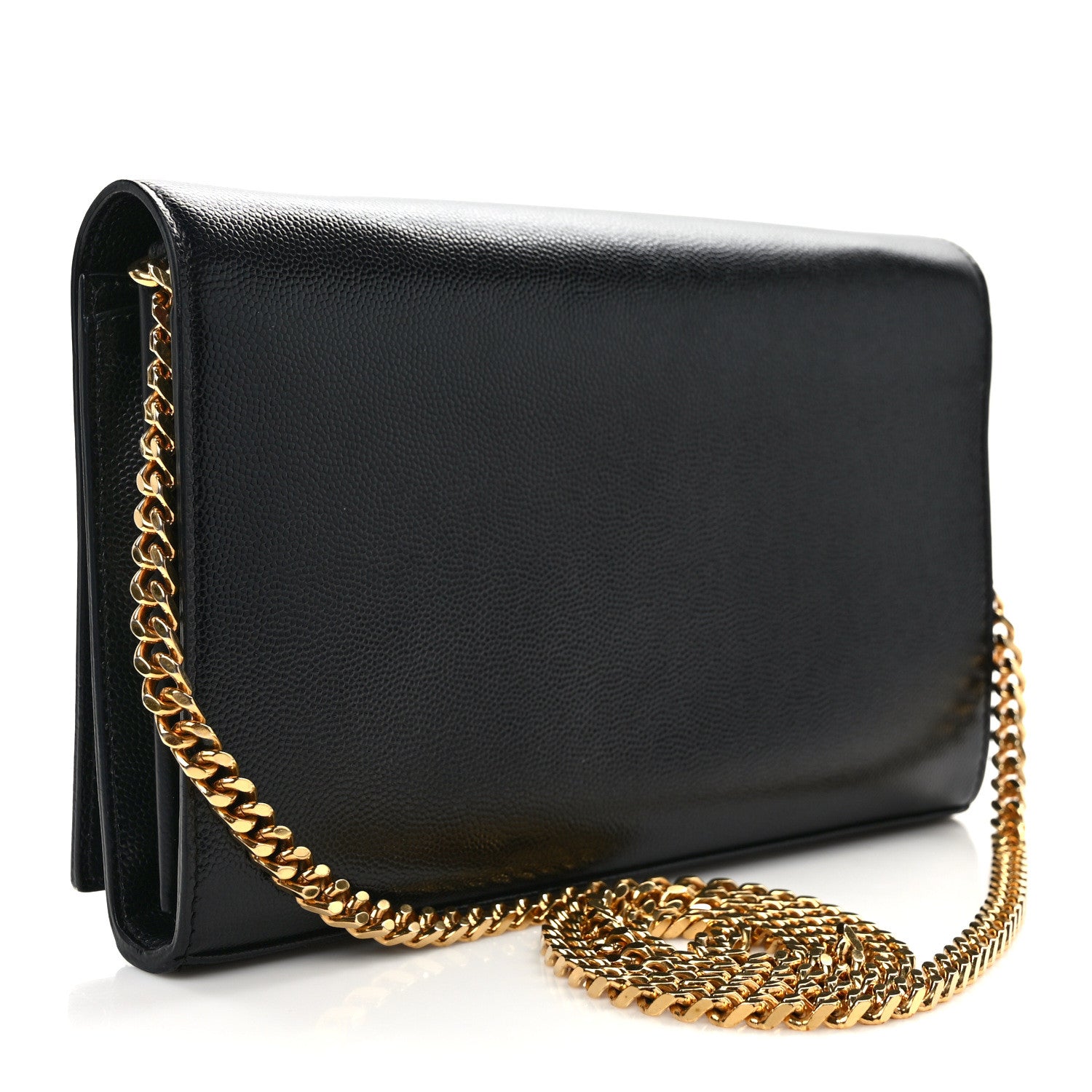 Saint Laurent Grain De Poudre Monogram Chain Wallet Black 3 of 15