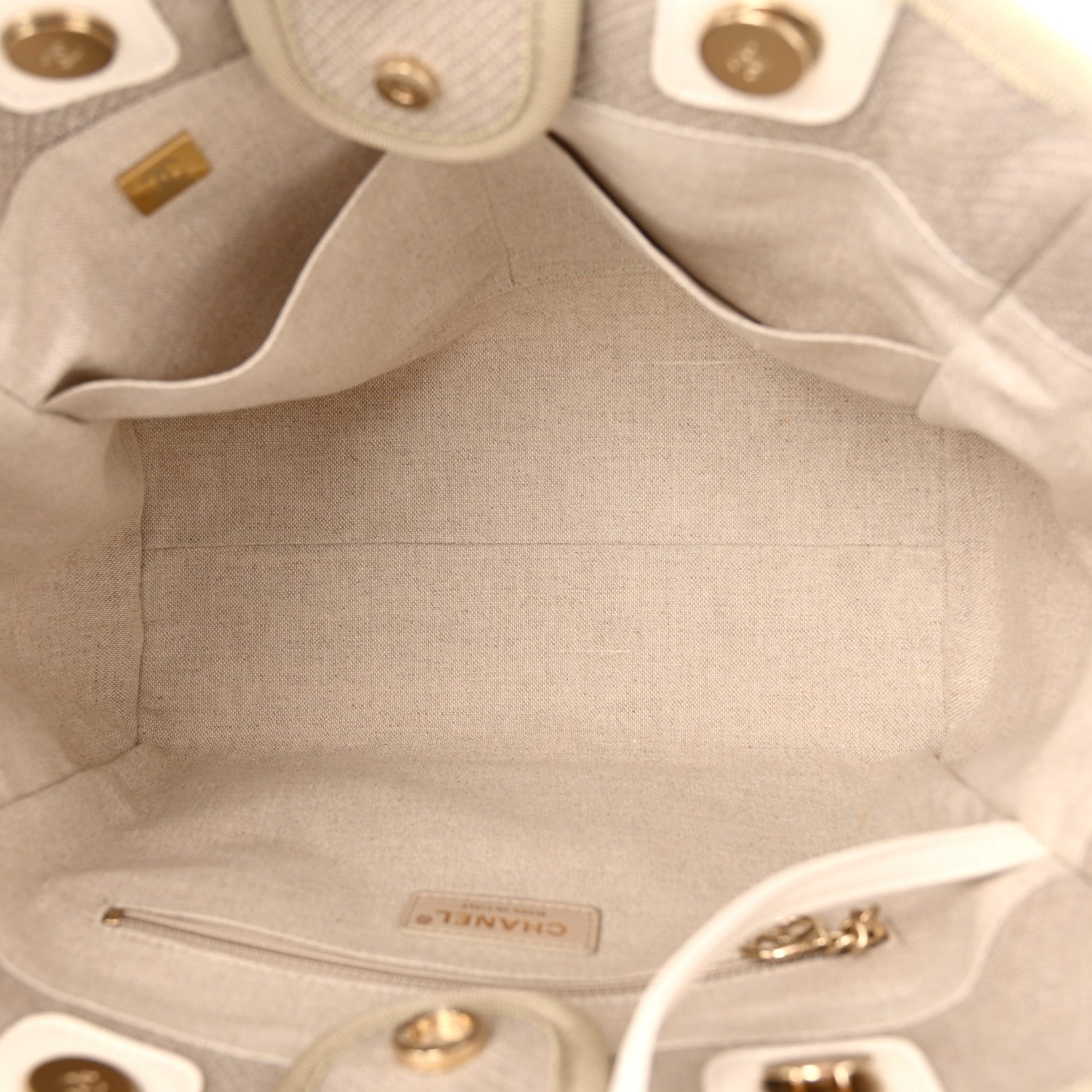 Chanel Mixed Fibers Calfskin Small Deauville Tote Beige White 6 of 12