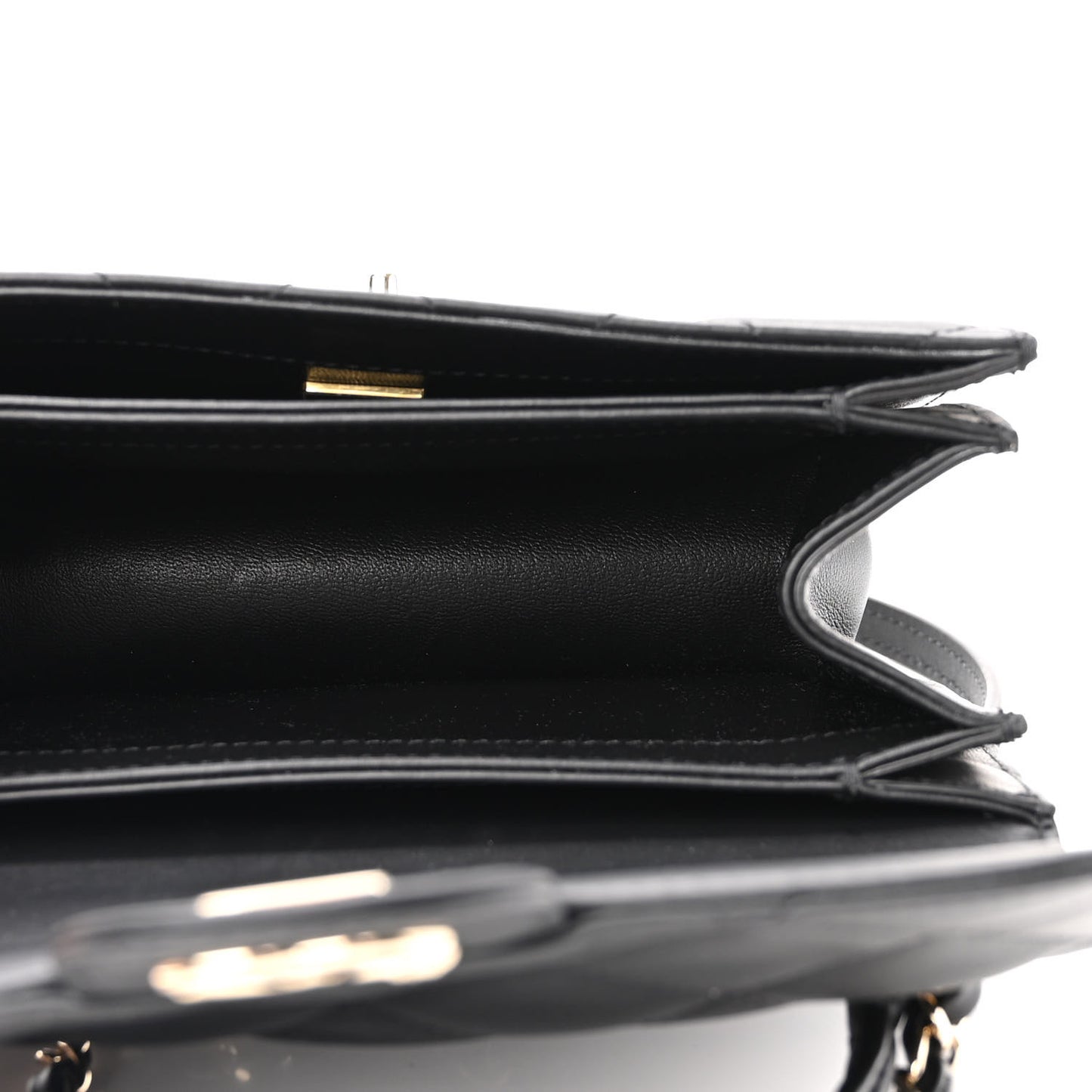 Calfskin Quilted Small Top Handle Flap Black