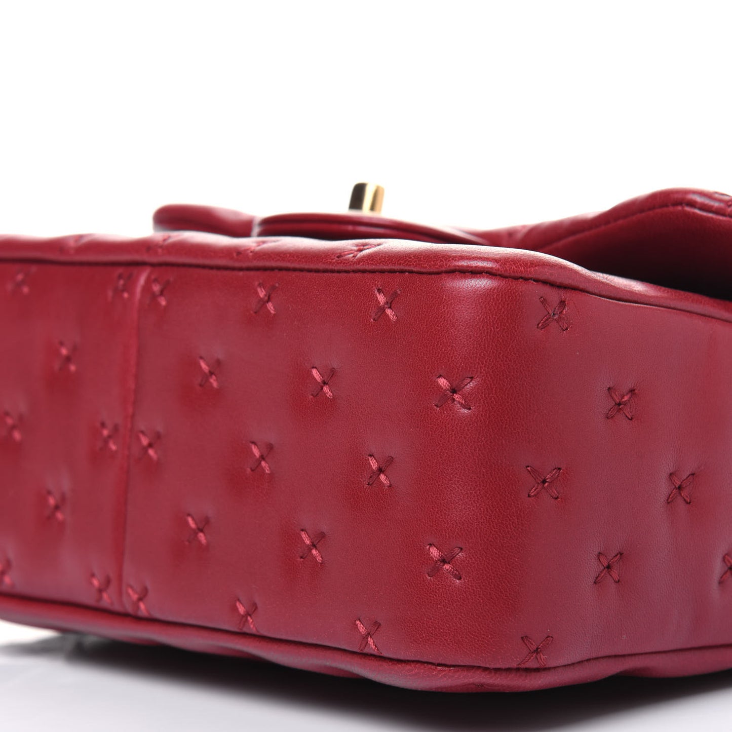 Lambskin Cross Stitch Mini Coco Handle Flap Red