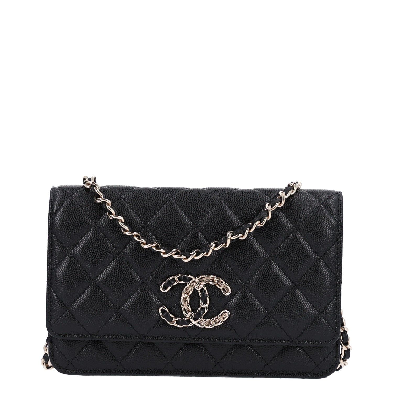 Chanel Caviar Quilted French New Wave Chain CC Wallet On Chain WOC Black 1 of 10