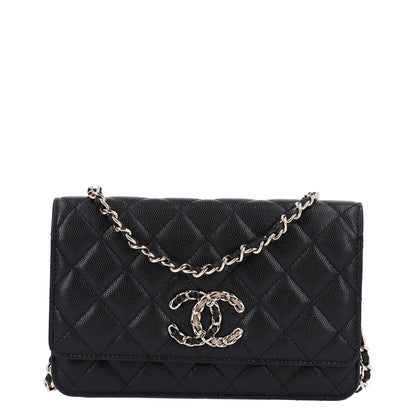 Chanel Caviar Quilted French New Wave Chain CC Wallet On Chain WOC Black 1 of 10
