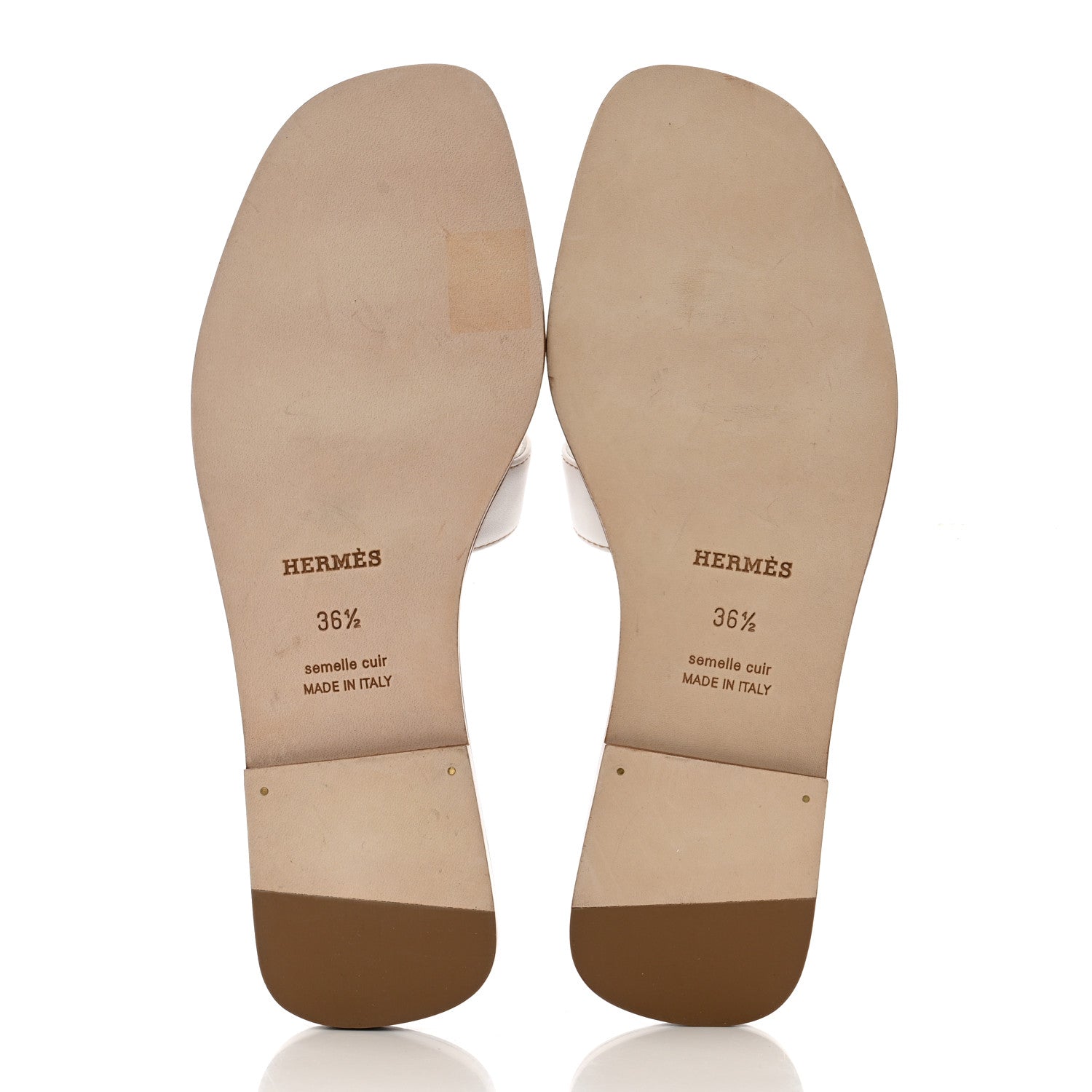 Hermes Box Calfskin Oran Sandals 36.5 White 5 of 8