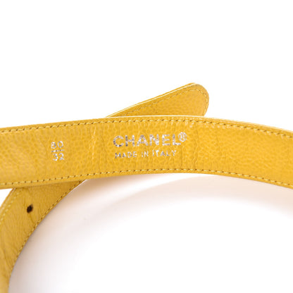 Chanel Caviar CC Logo Skinny Belt 80 32 Yellow 6 of 7