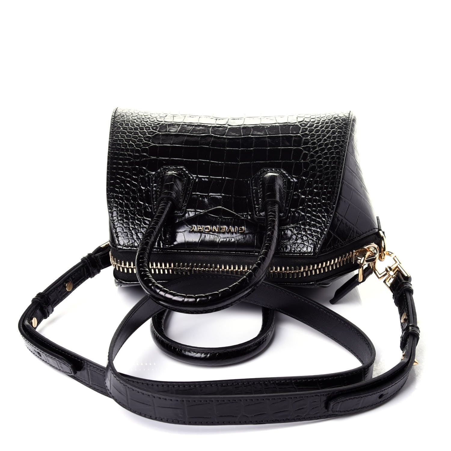 Givenchy Calfskin Crocodile Embossed Mini Antigona Black 11 of 11
