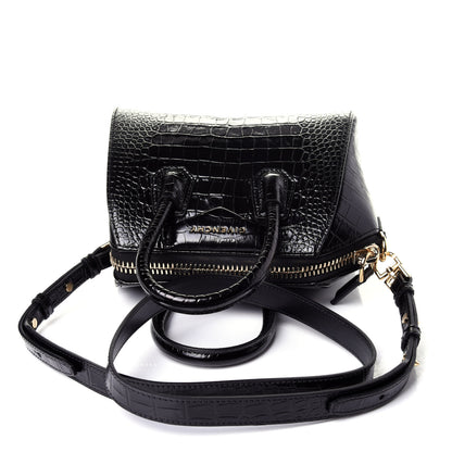 Givenchy Calfskin Crocodile Embossed Mini Antigona Black 11 of 11