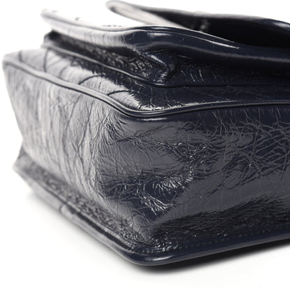 Saint Laurent Crinkled Calfskin Matelasse Monogram Medium Niki Chain Satchel Deep Marine 8 of 9