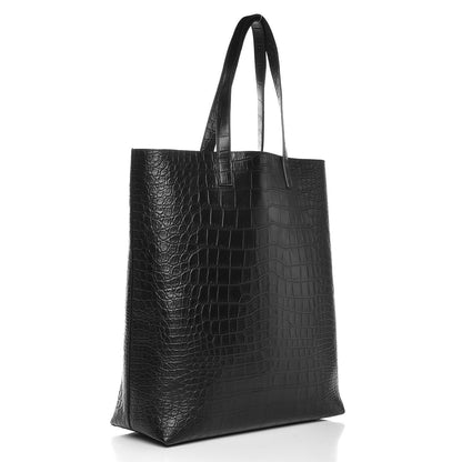 Saint Laurent Croc Calfskin Embossed Bold Shopper Tote Black 5 of 9