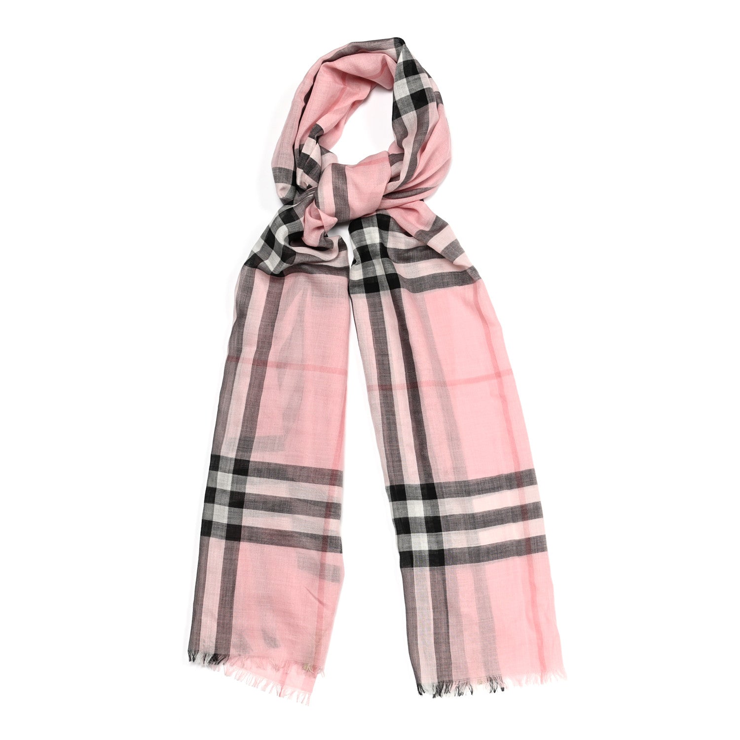 Burberry Wool Silk Gauze Giant Check Scarf Alabaster Pink 1 of 6