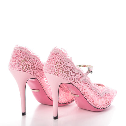 Gucci Lace Pizzo Venice Pumps 37 Sugar Pink 4 of 8