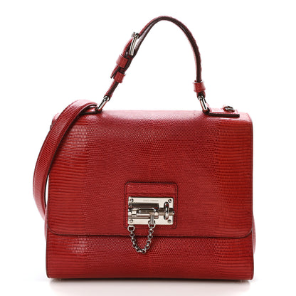 Dolce & Gabbana Lizard Calfskin Embossed Medium Monica Top Handle Bag Rosso Scuro 1 of 11