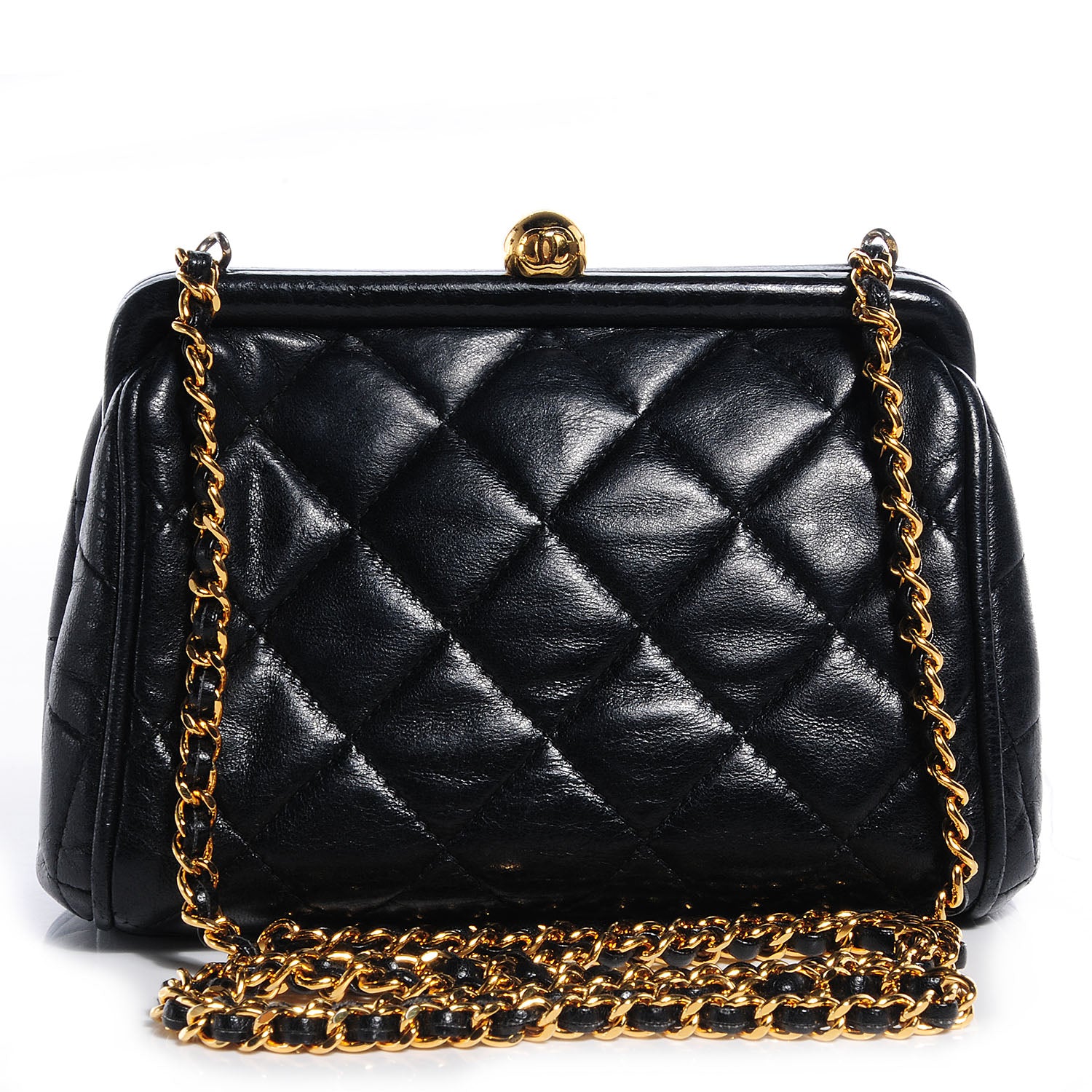 Chanel Lambskin Quilted Framed Evening Bag Black 1 of 8