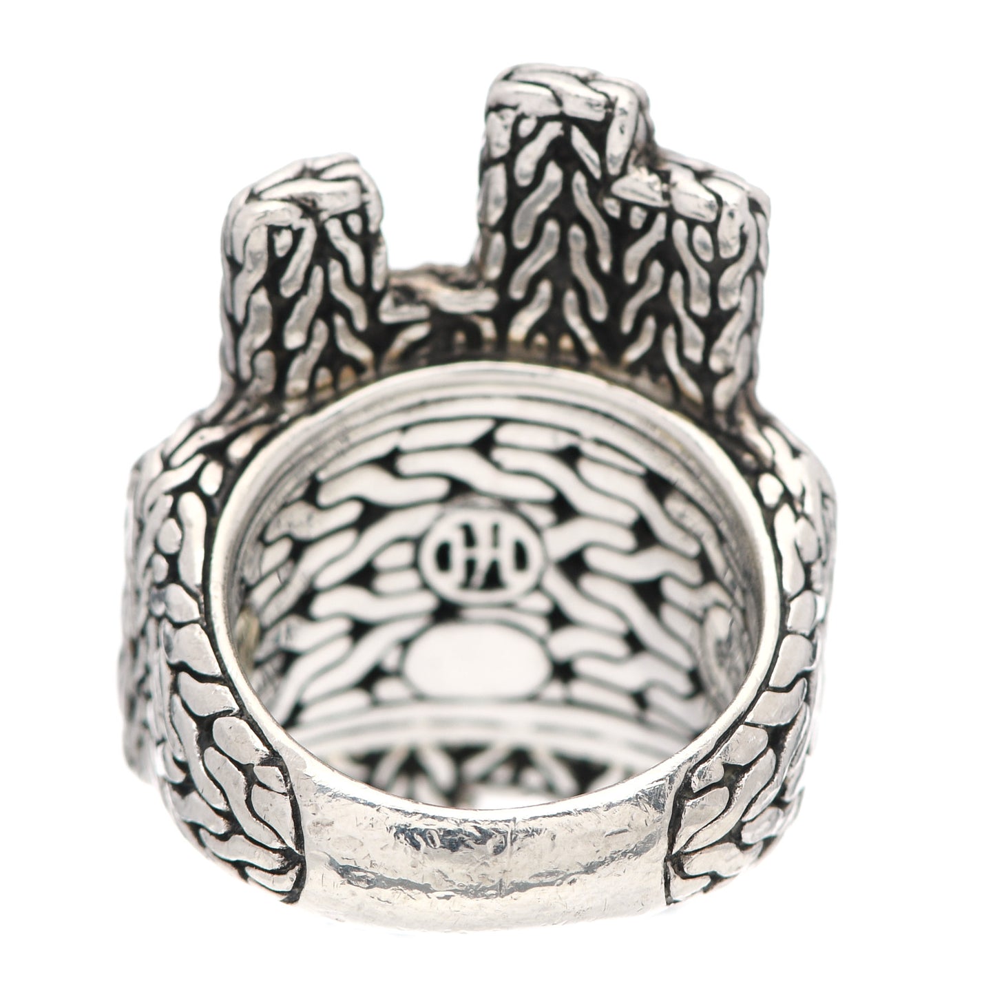 Sterling Silver 22K Yellow Gold Hammered Palu Ring 52 6