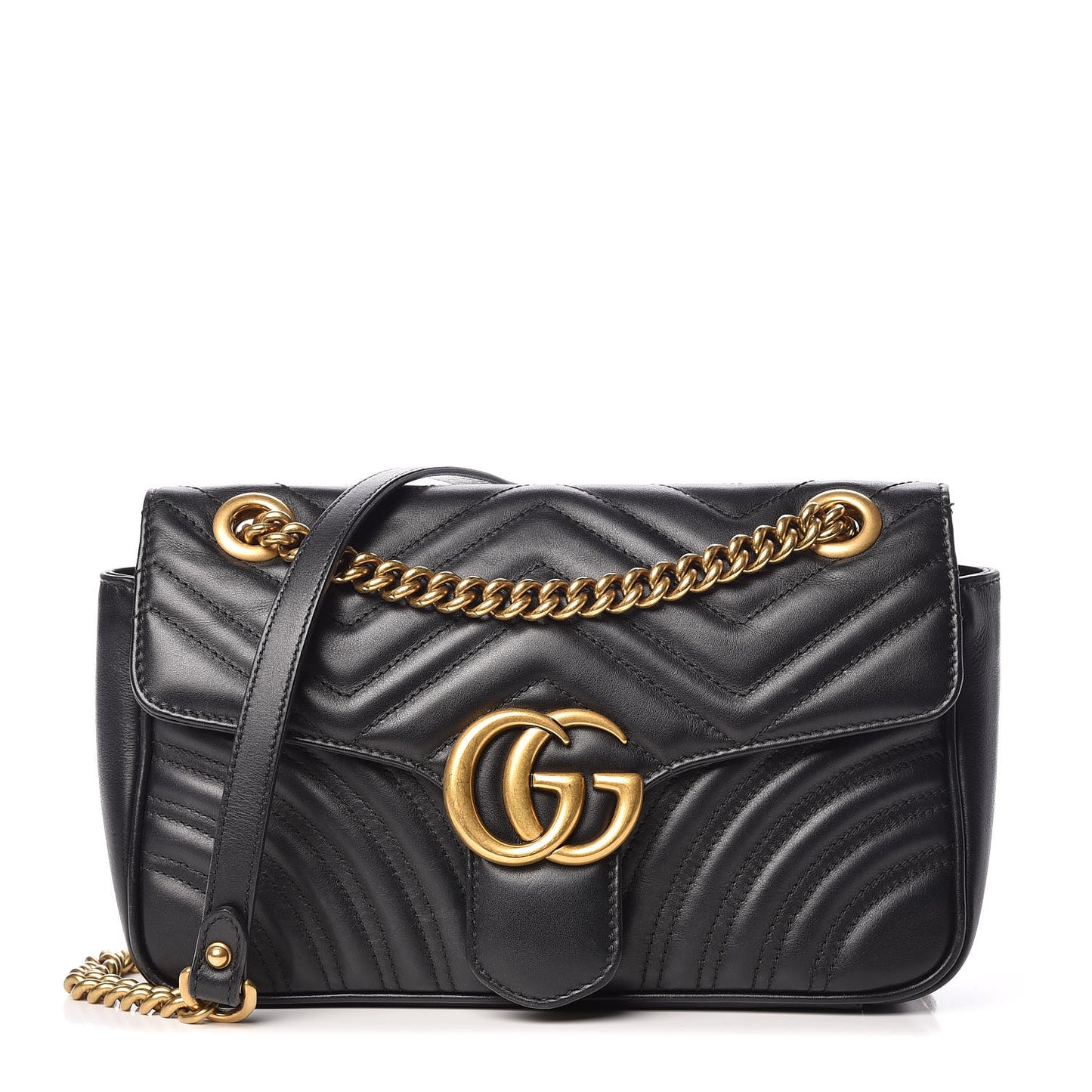 Calfskin Matelasse Small GG Marmont Shoulder Bag Black