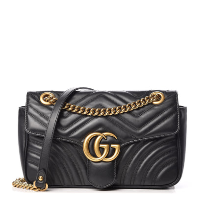 Gucci Calfskin Matelasse Small GG Marmont Shoulder Bag Black 1 of 13