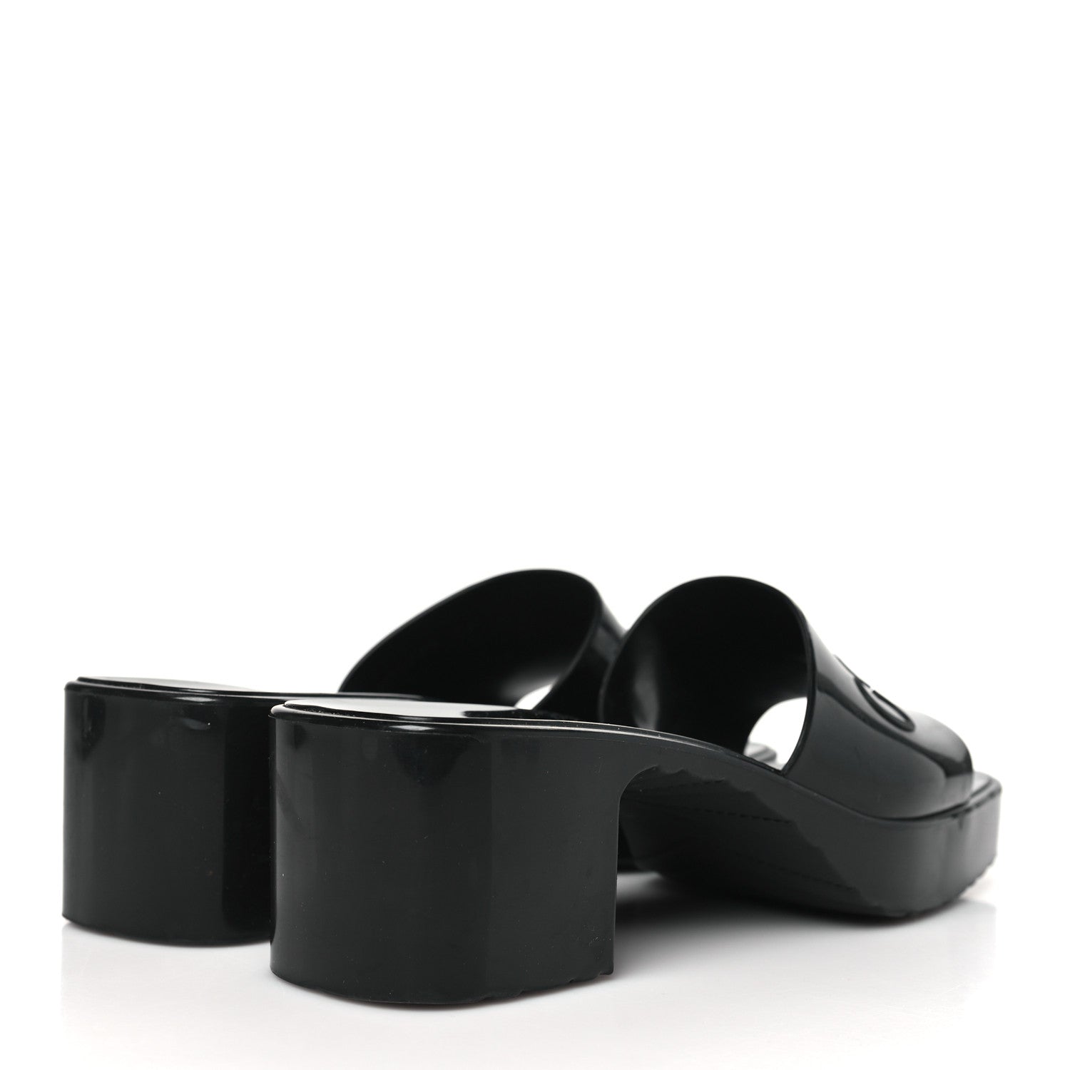 Gucci Rubber Gucci Logo Womens Platform 20/60mm Slide Sandals 36 Black 4 of 8