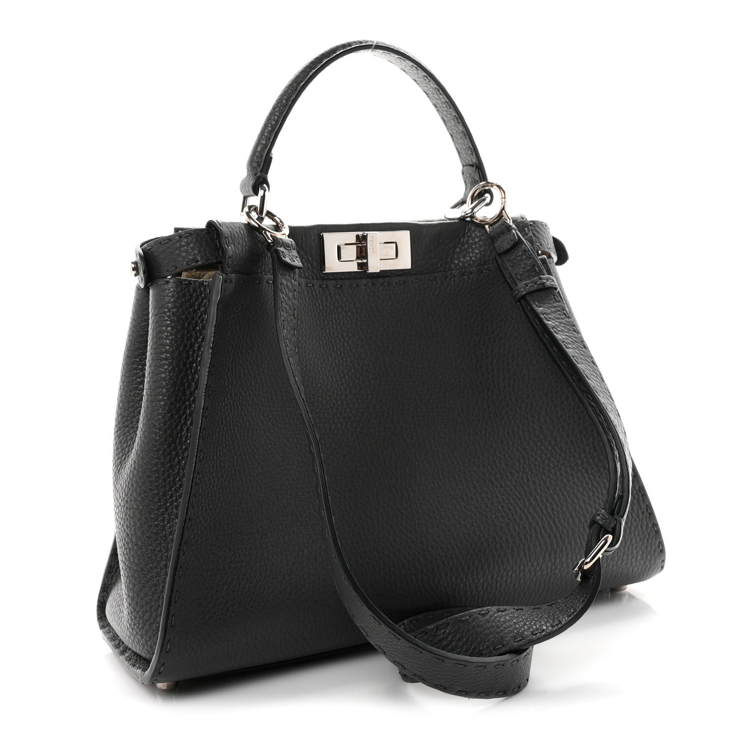 Cuoio Romano Selleria Bi-Color Medium Peekaboo Iconic Satchel Asfalto Latte