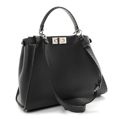 Fendi Cuoio Romano Selleria Bi-Color Medium Peekaboo Iconic Satchel Asfalto Latte 3 of 10