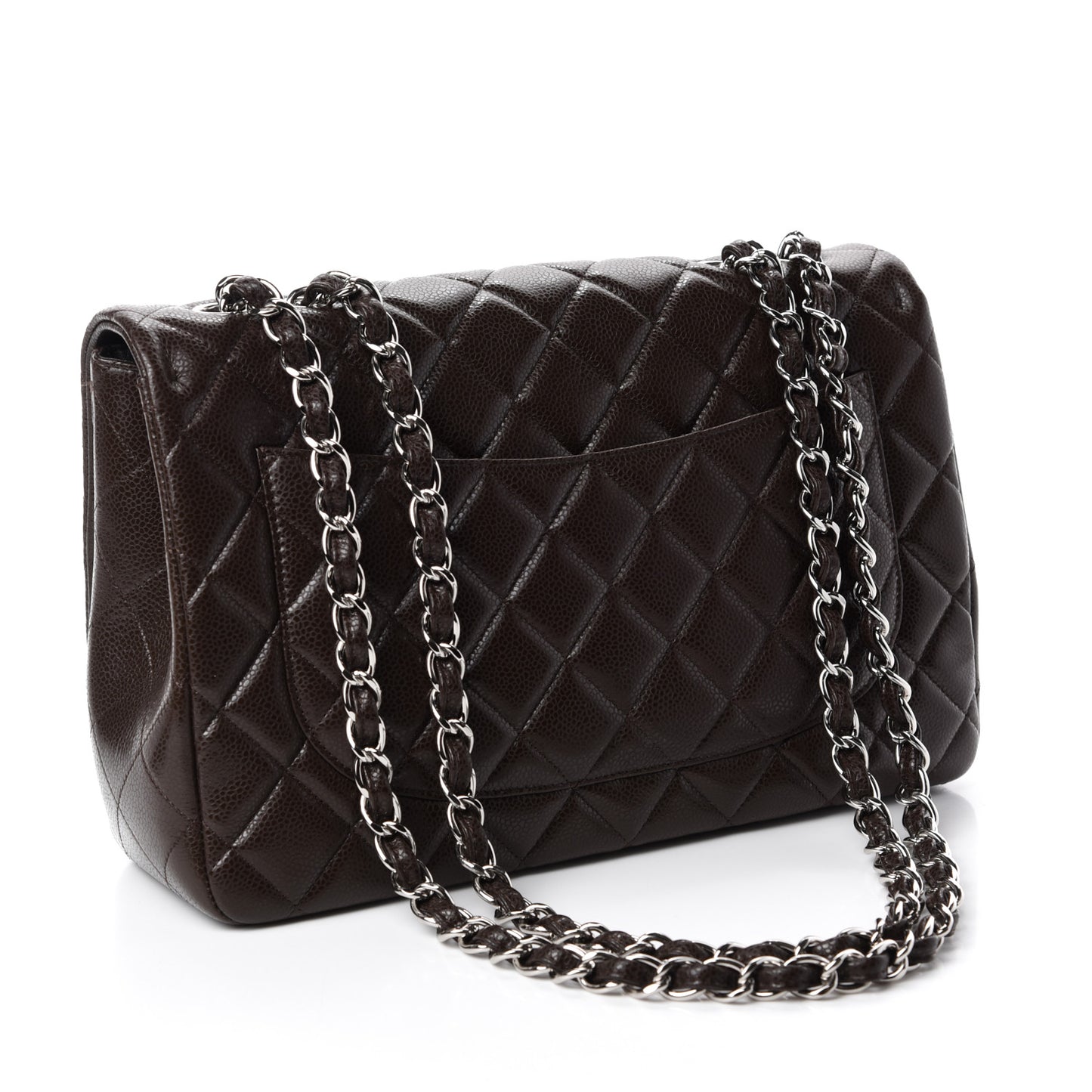 Caviar Quilted Jumbo Single Flap Dark Brown