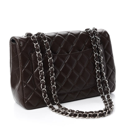 Chanel Caviar Quilted Jumbo Single Flap Dark Brown 3 of 11