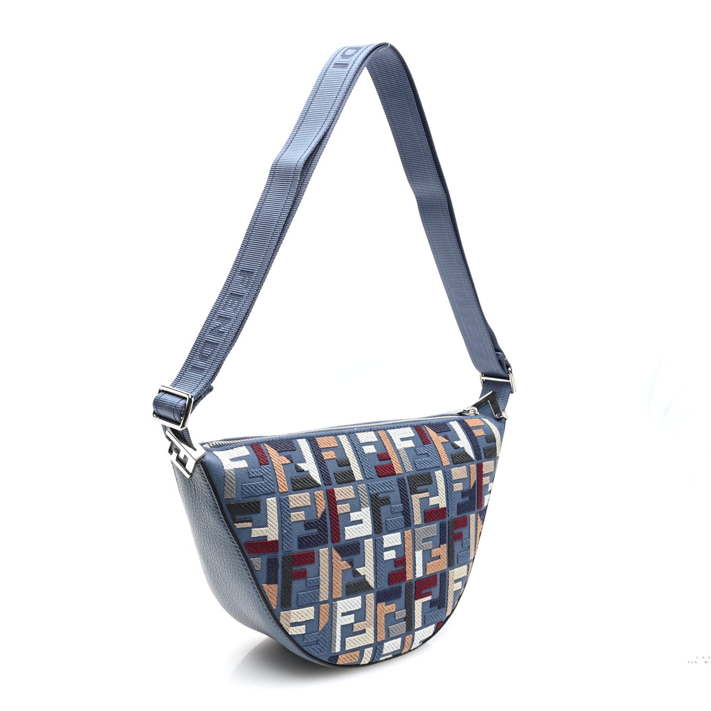 Yarn Canvas FF Multicolor Embroidered Chinese Valentines Small Melon Bag Blue