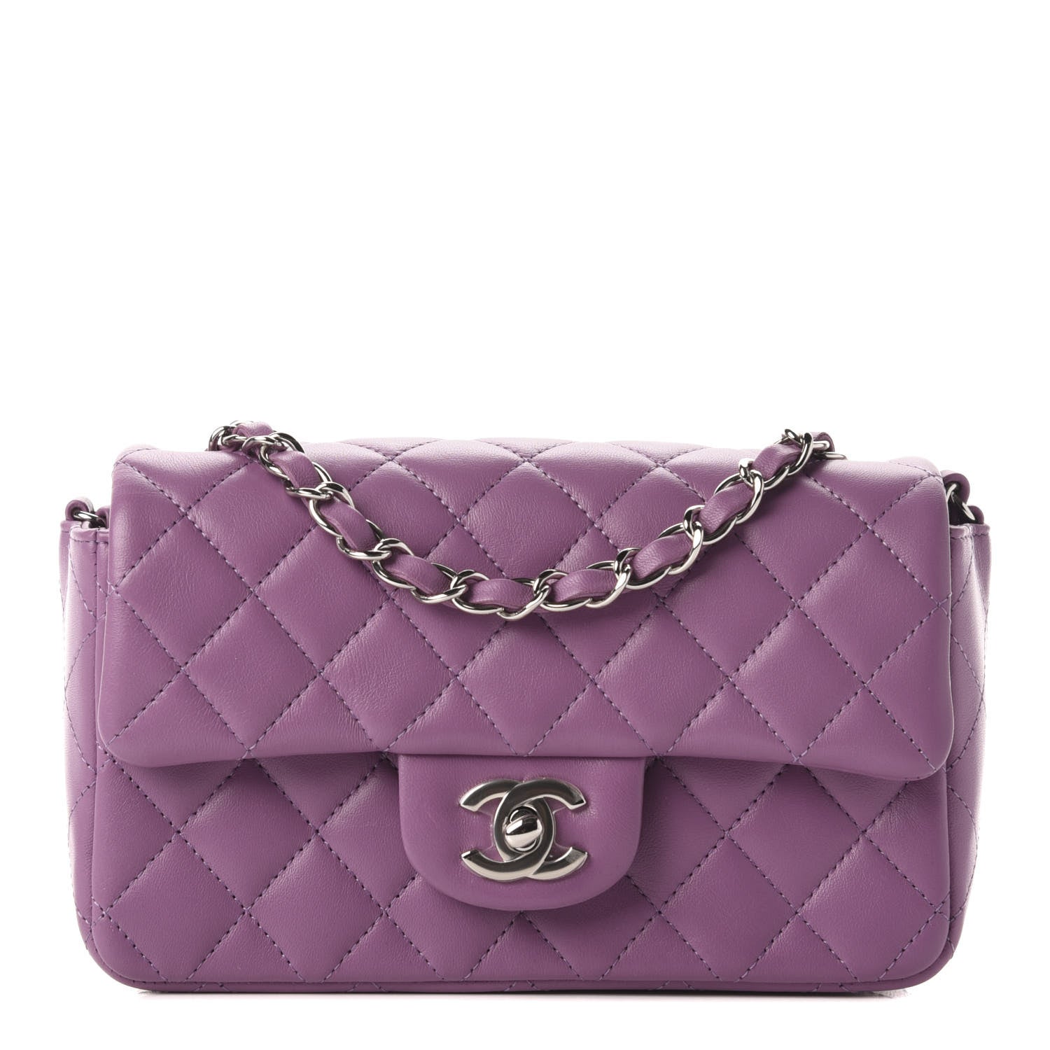 Chanel Lambskin Quilted Mini Rectangular Flap Purple 1 of 10