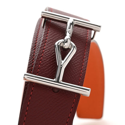 Hermes Epsom 32mm Reversible Jumbo Belt  95 38 Rouge H Orange 7 of 7