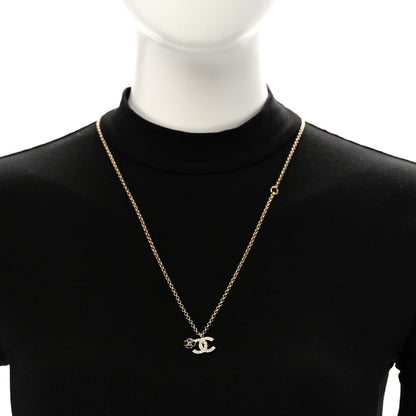 Chanel Crystal CC Camellia Necklace Gold Black 2 of 5