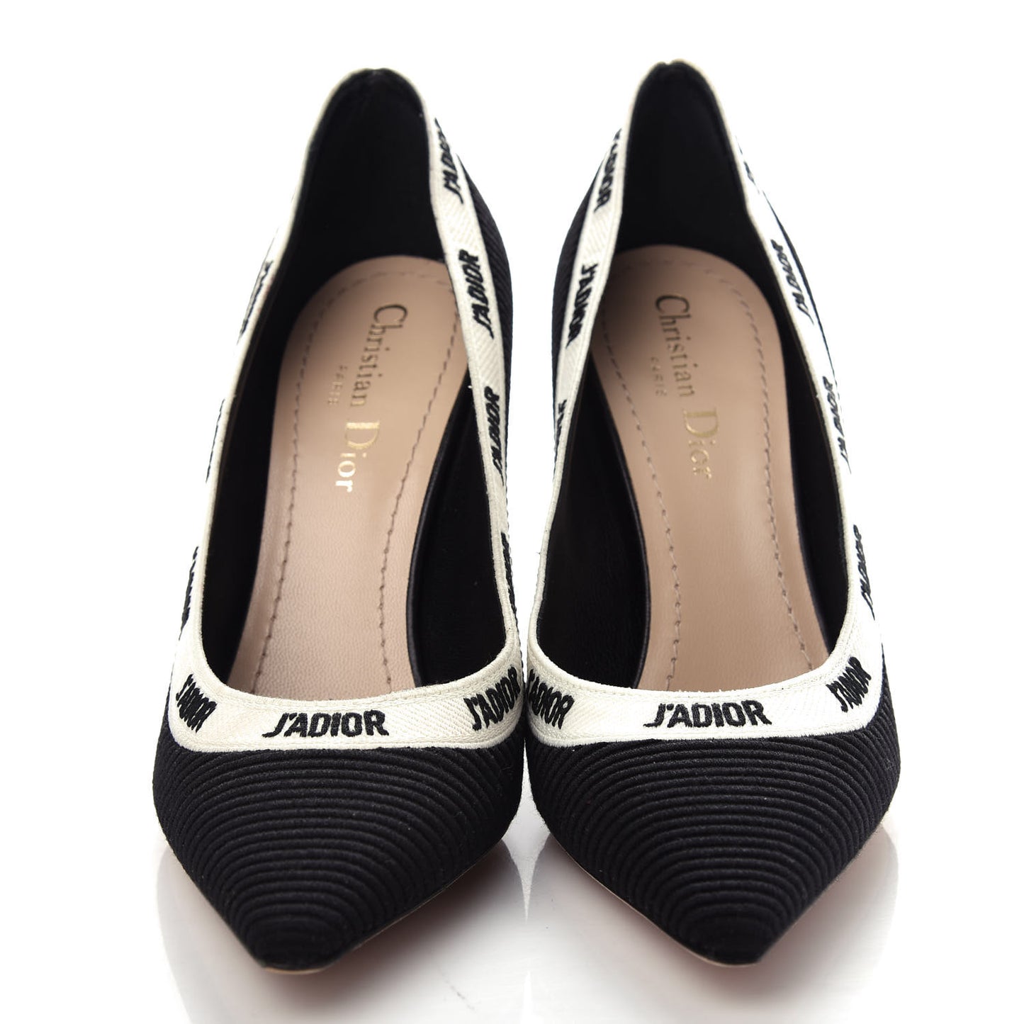 Technical Canvas Ribbon Embroidered J'Adior 100mm Pumps 37 Black