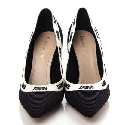 Christian Dior Technical Canvas Ribbon Embroidered J'Adior 100mm Pumps 37 Black 5 of 13