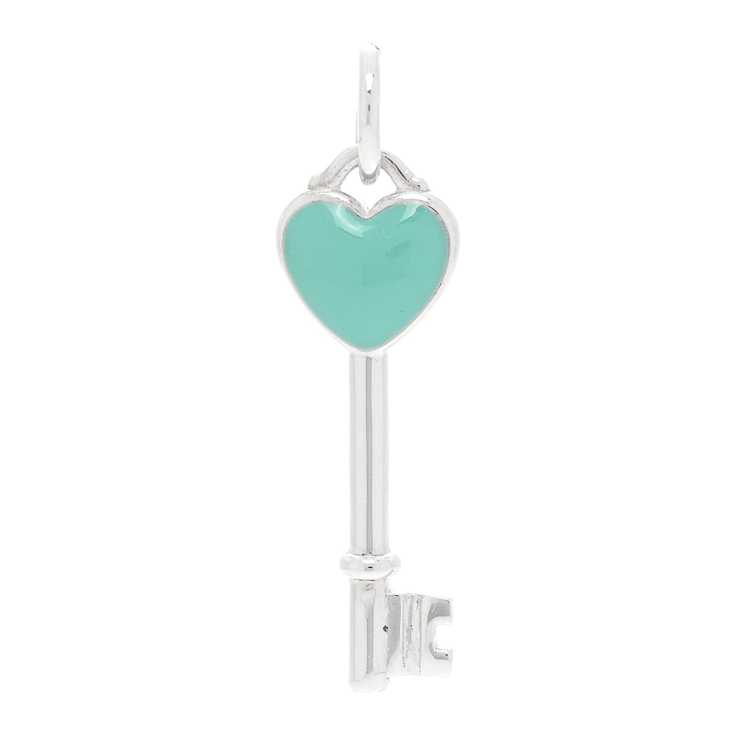 Sterling Silver Enamel Heart Key Pendant Blue