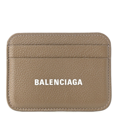 Balenciaga Grained Calfskin Logo Cash Rounded Card Holder Mink Grey White 1 of 9