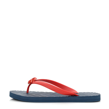Gucci Rubber Chevron Womens Thong Sandals 10 Blue Red 1 of 7
