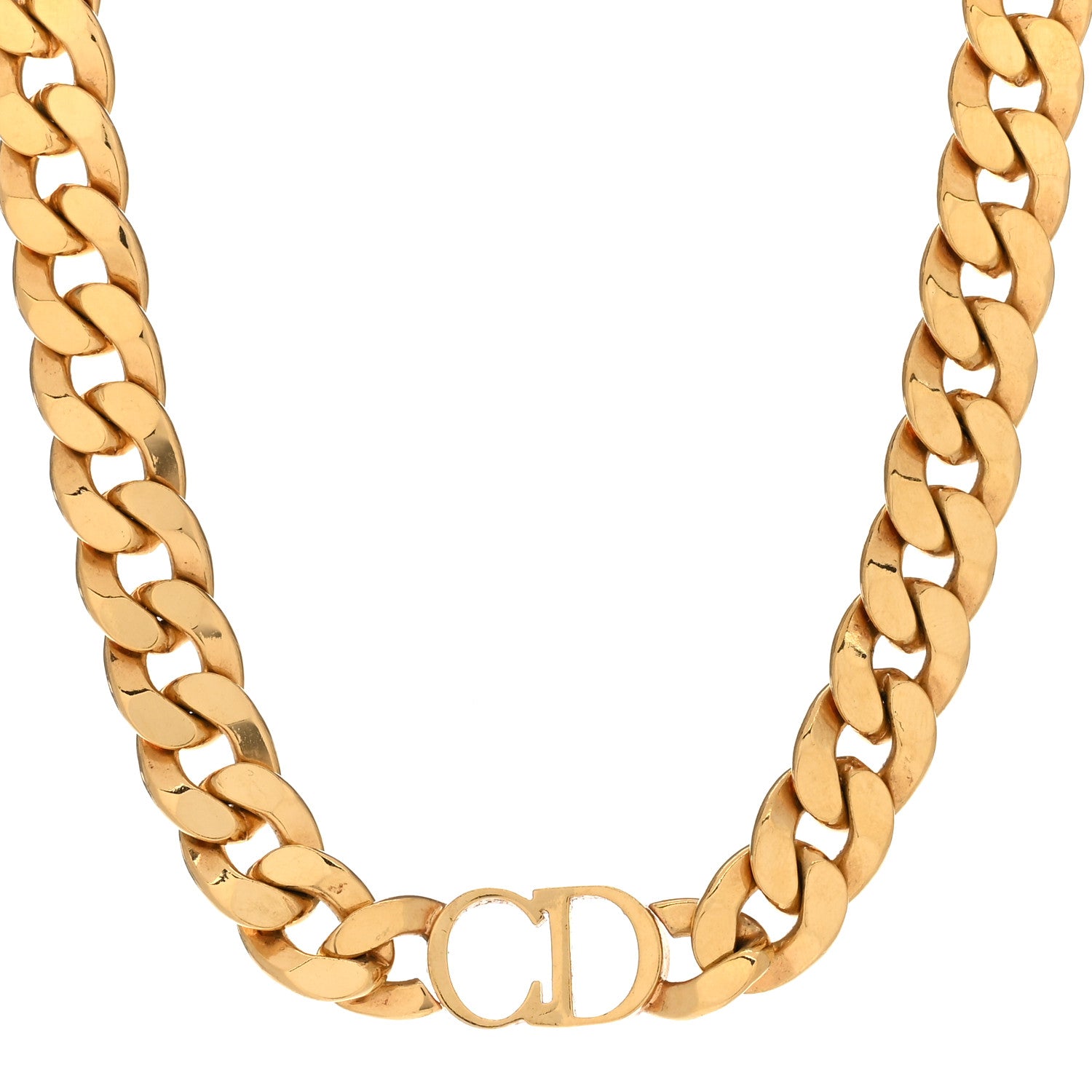 Christian Dior Metal CD Choker Necklace Gold 1 of 4