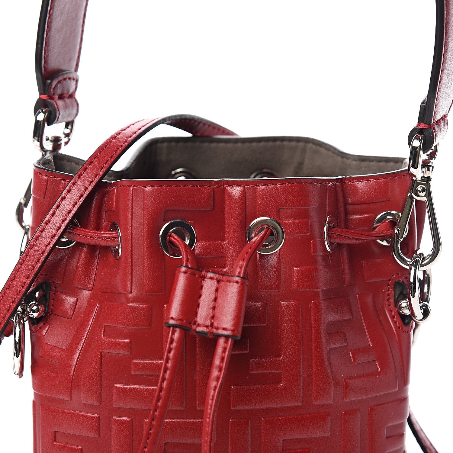Fendi Vitello Liberty F is Fendi FF 1974 Embossed Mini Mon Tresor Bucket Bag Fragola 10 of 10