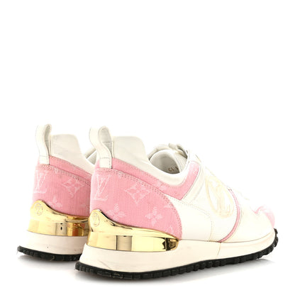 Louis Vuitton Calfskin Monogram Denim Run Away Sneakers 37.5 Pink 5 of 8