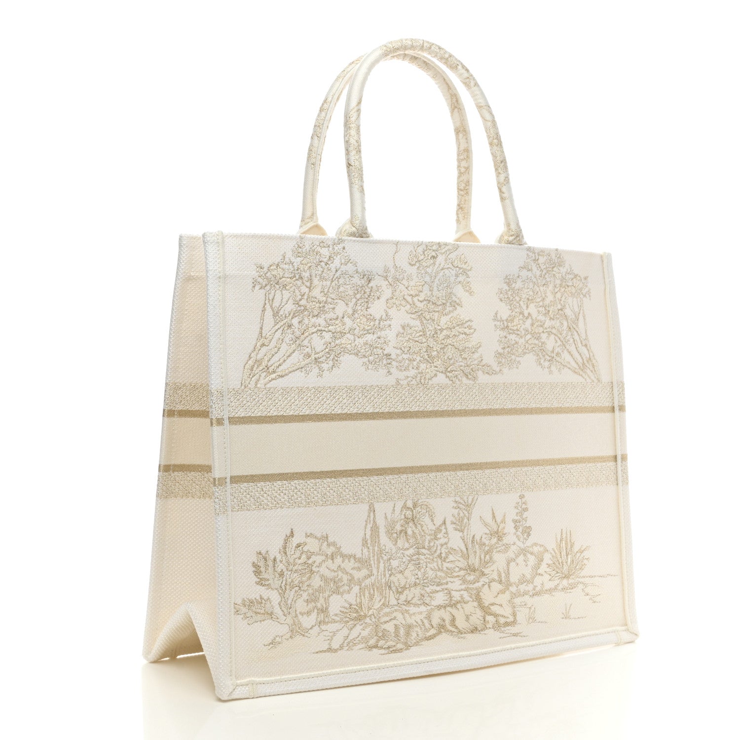 Christian Dior Canvas Around The World Stella Embroidered Large Book Tote Gold 2 of 9